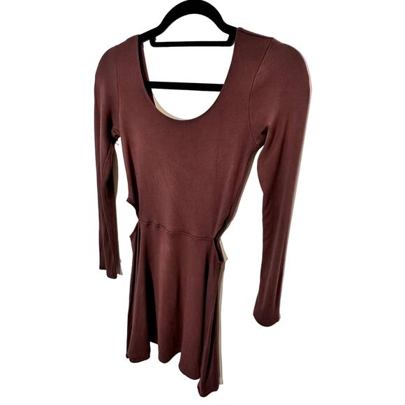 Garage Fit & Flare Mini Dress, Stretch, Long Sleeve Cut Out Burgundy Small - Picture 4 of 9